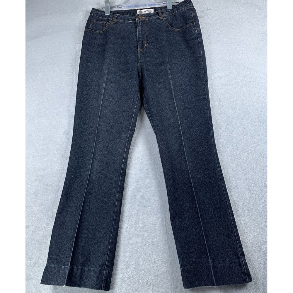 Silhouettes Bootcut Jeans Womens Size 14WT Dark Wash High Rise Stretch Blue